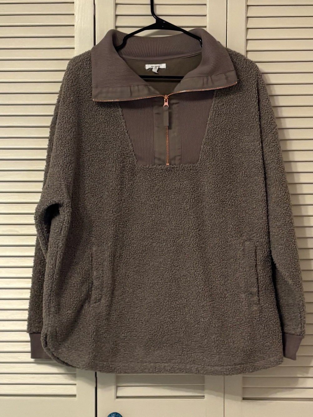 Maurices Women's Taupe Sherpa Zip-Up Pullover